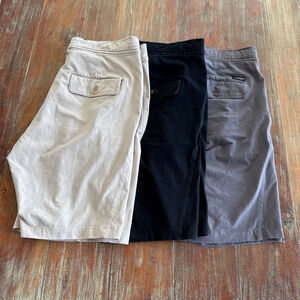 Good Man Flat Front Shorts SET Medium Khaki Gray Black 8.5” Inseam Super Soft